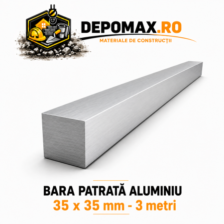 Bara patrata aluminiu 35 x 35 mm, 3 metri, EN AW-2007